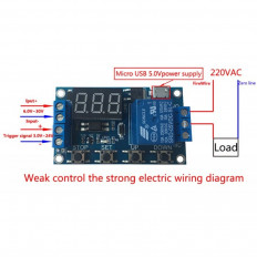 Модуль Реле времени XY-J02, с настраиваемой задержкой, от 0.1с до 999 минут