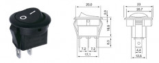 Сетевой выключатель RWB-212 ON-OFF черный круглый с фиксацией d=20.7mm; 6A/250V; 2 pin