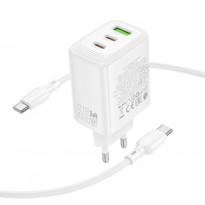 Сетевое зарядное устройство с вых.USB,2*Type-C,3.0A,белый BN32 Cargador PD65W +QC3.0,с каб.Type-C