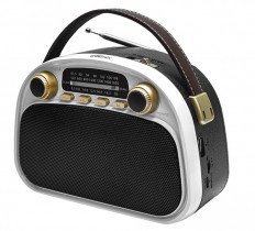 Радиоприемник RPR-040 WHITE RITMIX УКВ(FM) 87.5-108МГц; СВ(MW) 522-1620МГц; КВ(SW) 9,5-18МГц ; Bluetooth; USB, microSD; питание от аккумулятора 18650(в комплекте). Зарядка через шнур USB