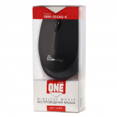 Мышь беспроводная ONE SBM-202AG-K черная Smartbuy беспроводная; 1200dpi; 3 кнопоки + колесо-кнопка; питание AA*1 шт.