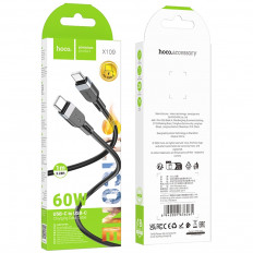 Кабель Type-C-Type-C, 1.0м, X109 Energy, для зарядки и передачи данных, черный,