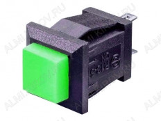 Кнопка RWD-316 (PBS-15B) OFF-(ON) зеленая, без фиксации 11x13mm; 1A/250VAC; 2pin