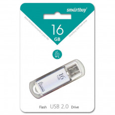 Карта Flash USB 16 Gb (V-Cut Silver) SMART BUY с колпачком; USB 2.0