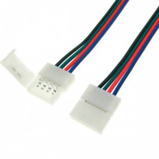 Разъем для LED-ленты, 10мм, 2 разъема с проводом, RGB 4pin-10mm30mm-1 (000181) SWG IP20; для открытых RGB лент; 2 защелки; длина провода 15см