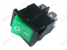 Сетевой выключатель RWB-207 (SWR-45) ON-OFF зеленый с фиксацией с подсветкой 19,2*13,3mm; 6A/12V; 4 pin