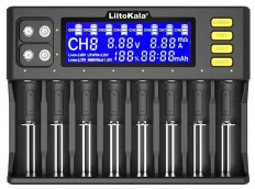 Зарядное устройство Lii-S8 LiitoKala 1.2 V для аккумуляторов АА/ААА/SC/C, 3.7 V для аккумуляторов 18650/26650/AA/AAA/18350/14500/21700/20600/7335/17355/17670/10440/18490/16340/17500/14650/RCR123/IMR 10440, Крона. Питание от 12VDC 4А