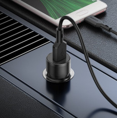 Автомобильное зарядное устройство с выходом USB, 3A, черный, QC3.0 BZ19A Wisdom BOROFONE Uвх=12-24V, Uвых=DC5V/3A, 18W
