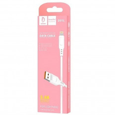 Кабель USB-Lightning, 1.0м, для зарядки и передачи данных, белый, (D01L) DENMEN 2.4A, пластик, ...