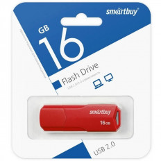 Карта Flash USB 16 Gb (Clue Red) SMART BUY с колпачком; USB 2.0