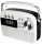Радиоприемник RPR-705 WHITE Уценка!!! (Мятая коробка) RITMIX УКВ 87.5,0-108.0МГц/АМ 530-1600кГц/СВ 7-16,МГц; Bluetooth; USB, microSD.AUX; Питание от акб 18650(в комплекте). Зарядка через шнур USB