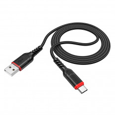 Кабель USB-Type-C, 1.0м, для зарядки и передачи данных, чёрный, X59 Victory HOCO 3.0A, нейлон (тканевая оплётка), ...