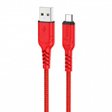 Кабель USB-microUSB, 1.0м, для зарядки и передачи данных, красный, (X59 Victory) HOCO 2.4A, нейлон (тканевая оплётка), ...