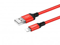 Кабель USB-Lightning, 1.0м, для зарядки и передачи данных, красный и черный, (X14)