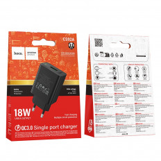 Сетевое зарядное устройство с выходом USB, 3.0А, черный, CS92A Leader, поддержка QC3.0;
