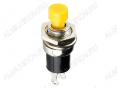 Кнопка RWD-301 OFF-(ON) желтая, без фиксации d=7.2mm; 0.5A/250VAC; 2pin
