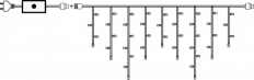 Гирлянда "Бахрома", 1,8x0.6x0.4x0.3м, Белый, 8 режимов (w.02.5Т.51.F-) Winner Light светодиоды - 51шт, 220V, IP20, провод прозрачный