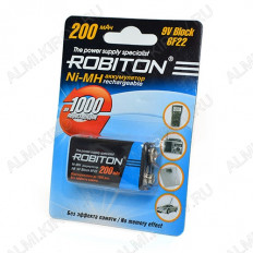 Аккумулятор 6F22/F8 200mAh ROBITON 9V;NiMh;блистер 1/25 (цена за 1 аккумулятор)