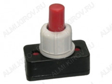 Кнопка PBS-17A ON-OFF для светильников, белая, красный шток, с фиксацией d=10mm; 2A/250VAC; 2pin