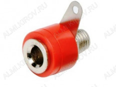 Разъем BANANA mini гнездо на панель красный (062)