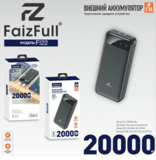 Аккумулятор внешний 20000mAh FL22 черный FaizFull выход: 2USB, MicroUSB