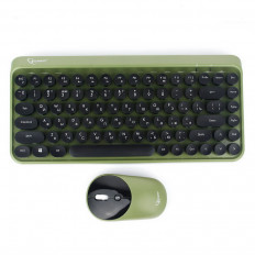 Комплект клавиатура+мышь KBS-9001 зелёный GEMBIRD беспроводной; Клавиатура: питание ААА*1шт, 943г, Мышь: 1600dpi, питание АА*1шт, Эл. питания в комплекте