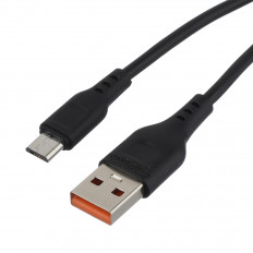 Кабель USB-microUSB, 1.0м, для зарядки и передачи данных, чёрный, (GP01M) GoPower 2.4A, ПВХ (PVC), ...