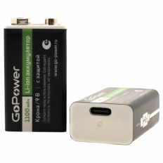 Аккумулятор 6F22/F8 1100mAh с разъемом Type-C