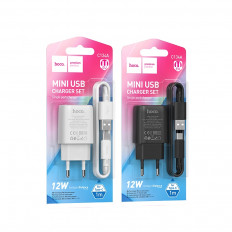 Сетевое зарядное устройство с выходом USB, 2.4А, черный, C134A Solid, с кабелем USB-Type-C;