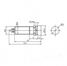 Лампа индикаторная 220V 10mm красный N-805-R