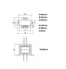 Трансформатор 12V*2 0.5A 4W серии EI41-20