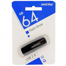 Карта Flash 64 Gb колп (Scout Black) SMART BUY с колпачком; USB 2.0