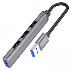 Разветвитель USB на 4 USB-порта HB-26 серый HOCO USB 2.0/3.0;