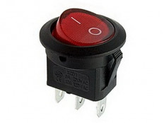 Сетевой выключатель RWB-213 ON-ON красный круглый с фиксацией d=20.7mm; 6A/250V; 3 pin