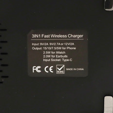 Зарядное устройство беспроводное, 2.1А Z5a черное 3 в 1 15W/10W/7.5W/5W