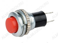 Кнопка RWD-304 (DS-316) OFF-(ON) красная, без фиксации d=10.2mm; 0.5A/250VAC; 2pin