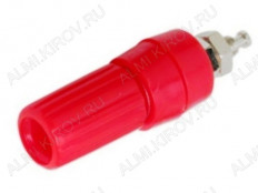 Разъем BANANA гнездо на панель красный (1-656) (0692)
