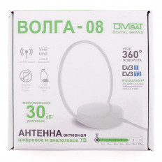 Антенна комнатная ВОЛГА-08 активная DIVISAT ДМВ/DVB-T2; 30dB; питание 5V от ресивера; с кабелем 3м