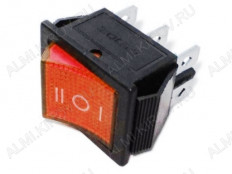 Сетевой выключатель RWB-509 (SC-767) ON-OFF-ON красный с фиксацией с нейтралью с подсветкой 27,8*21,8mm; 15A/250V; 6 pin