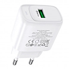 Сетевое зарядное устройство с выходом USB, 3.0А, белый, C140A Smart, поддержка QC3.0; HOCO Поддержка быстрой зарядки QC3.0/2.0+Huawei FCP,Samsung AFC; Uвх=100-240VAC; Uвых=3.6–6.5V/3A, 6.6–9V/ 2A, 9.1–12 V/1.5А, 18W; уп.36/216шт.