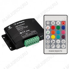 Аудиоконтроллер для RGBW модулей/лент, 12/24V, 192/384W, 4*4А, VT-S14-4x4A (023319) ARLIGHT IP20; размеры: 108*63*28мм; пульт; звуковая активация
