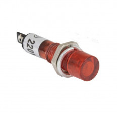 Лампа индикаторная 220V 7mm красный N-814-R (RWE-101)
