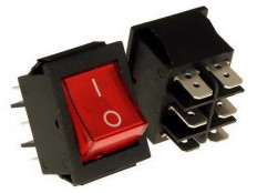 Сетевой выключатель IRS-202-2C ON-ON красный с фиксацией с подсветкой 31.0*22.7mm; 15A/250V; 6 pin