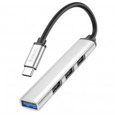 Разветвитель USB Type-C на 4 USB HB26 серый HOCO USB 3.0; разъем Type-C; 4 порта USB