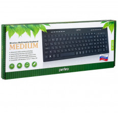 Клавиатура беспроводная PF-4510 MEDIUM Black PERFEO б/пр, клавиатура: питание ААА*1шт, размеры: 390*155*24мм