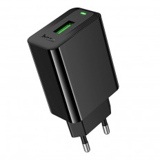 Сетевое зарядное устройство с выходом USB, 3.0А, черный, CS92A Leader, поддержка QC3.0;