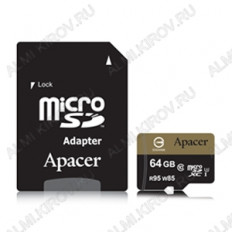 Карта MicroSDXC 64Gb (Class 10, UHS-I) APACER USB 2.0 + SD adapter