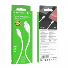 Кабель Type-C-Lightning, 1.0м, для зарядки и передачи данных, белый, (BX19 PD) BOROFONE 3.0A, ПВХ (PVC), ...