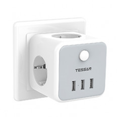 Фильтр сетевой TS-301-DE Grey (3 розетки + 3 USB-разъема)