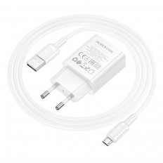 Сетевое зарядное устройство с выходом USB, 3.0А, белый, BA111A Star, с кабелем USB-microUSB, поддержка QC3